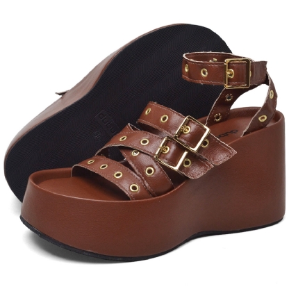 Tamanco Sandália Plataforma Feminino Marrom "BLAIR" 2102DB