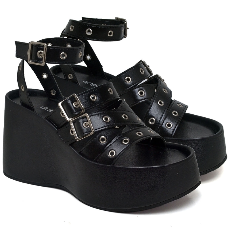 Tamanco Sandália Plataforma Feminino Preto "BLAIR" 2102DB