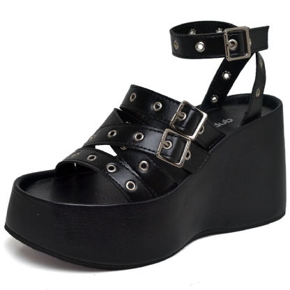 Tamanco Sandália Plataforma Feminino Preto "BLAIR" 2102DB