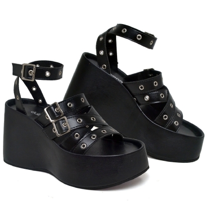 Tamanco Sandália Plataforma Feminino Preto "BLAIR" 2102DB