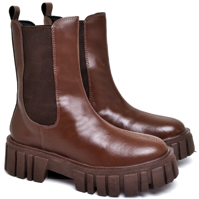 Bota Coturno Tratorado Feminino Marrom "HILLS" 1506DB