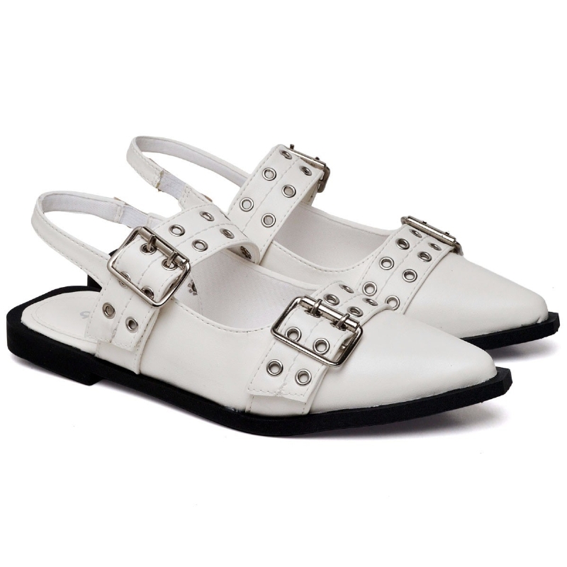 Sapatilha Feminina Slingback Branco "MAJU" 1302DB