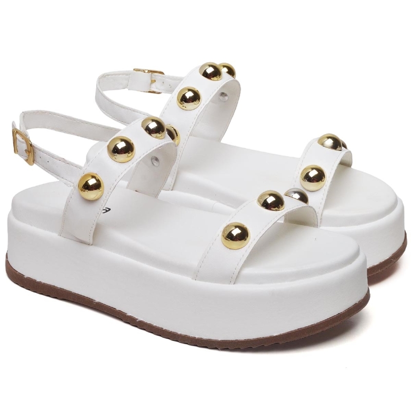 Sandália Flatform Feminina Branco "HELO" 2074DB