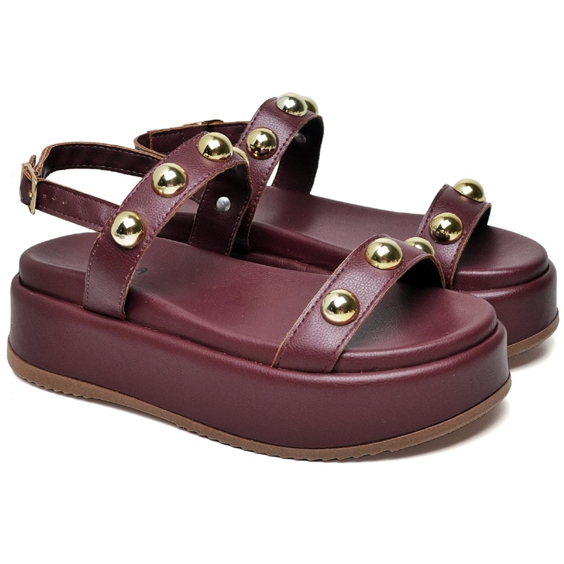 Sandália Flatform Feminina Cherry Red "HELO" 2074DB