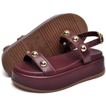 Sandália Flatform Feminina Cherry Red "HELO" 2074DB