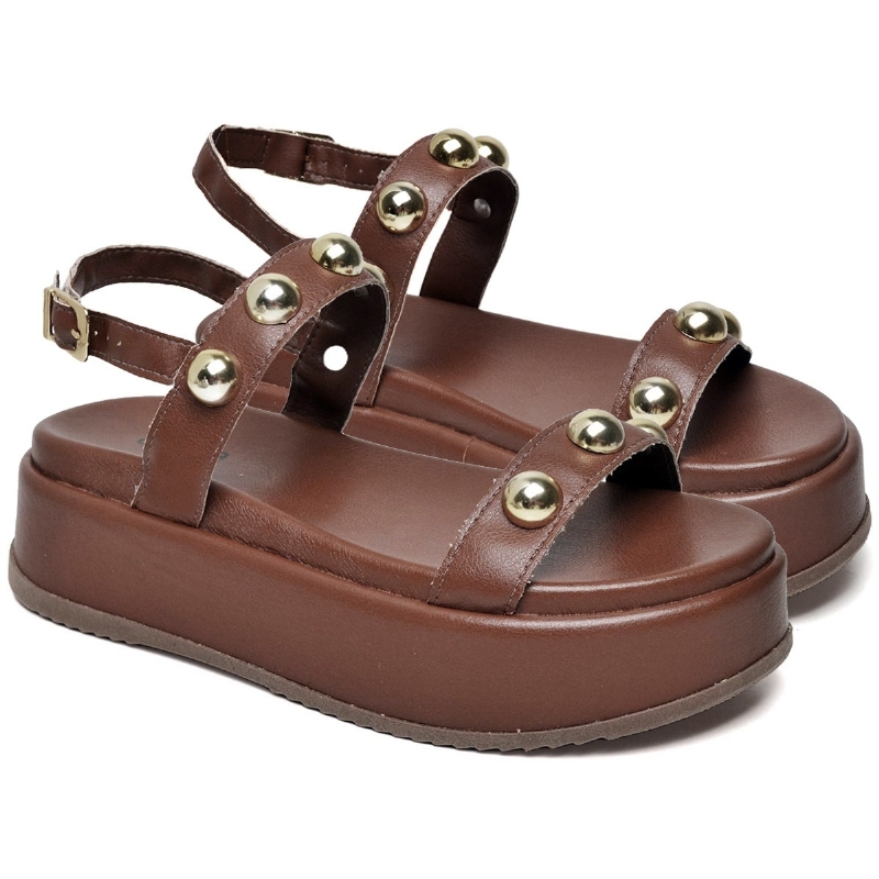 Sandália Flatform Feminina Marrom "HELO" 2074DB