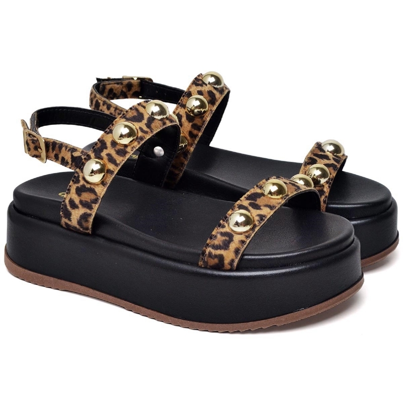 Sandália Flatform Feminina Onça "HELO" 2074DB