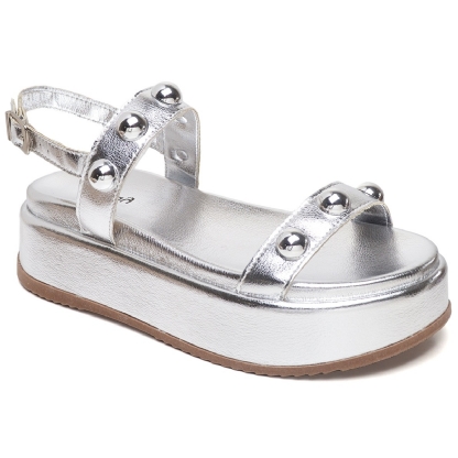 Sandália Flatform Feminina Prata "HELO" 2074DB