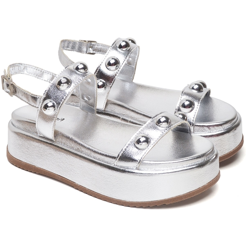 Sandália Flatform Feminina Prata "HELO" 2074DB