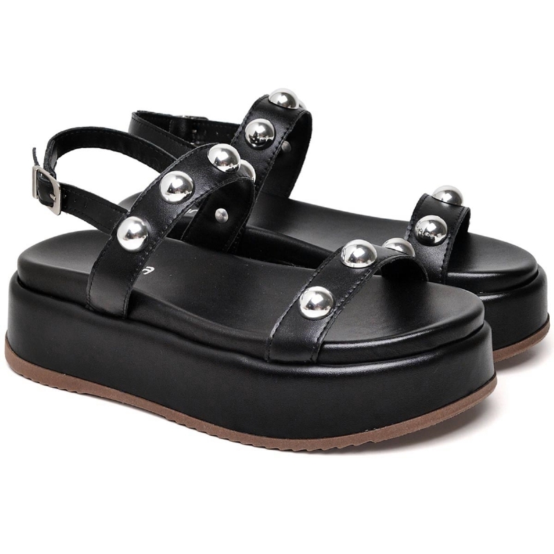 Sandália Flatform Feminina Preto "HELO" 2074DB
