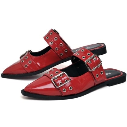 Sapatilha Mule Feminina Slingback Vermelho "MAJO" 1304DB