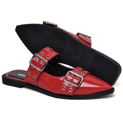 Sapatilha Mule Feminina Slingback Vermelho "MAJO" 1304DB