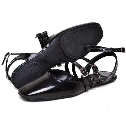 Sapatilha de Boneca Preto Feminina "ANNA" 1306DB