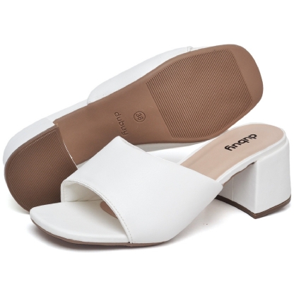 Tamanco Mule Salto Bloco Branco "SOFI" 302DB