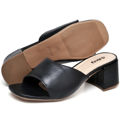 Tamanco Mule Salto Bloco Preto "SOFI" 302DB