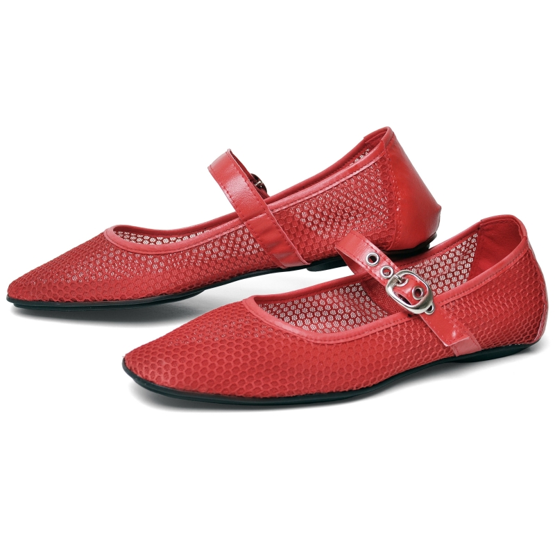 Sapatilha Bailarina Feminina Tela Vermelho "LILY" 3004DB