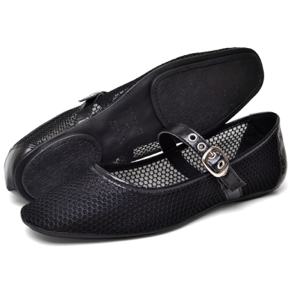 Sapatilha Bailarina Feminina Tela Preto "LILY" 3004DB