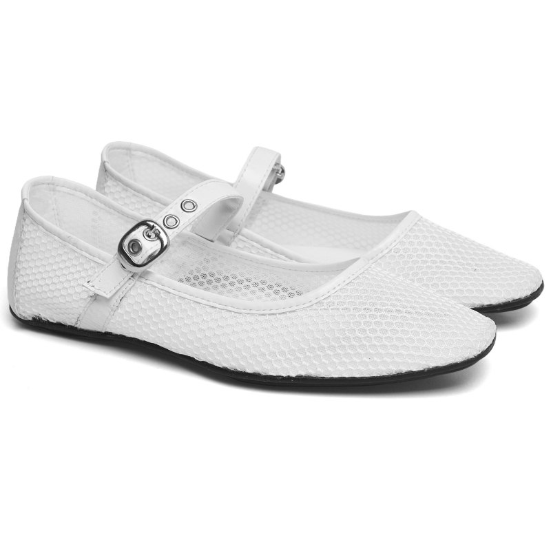 Sapatilha Bailarina Feminina Tela Branco "LILY" 3004DB