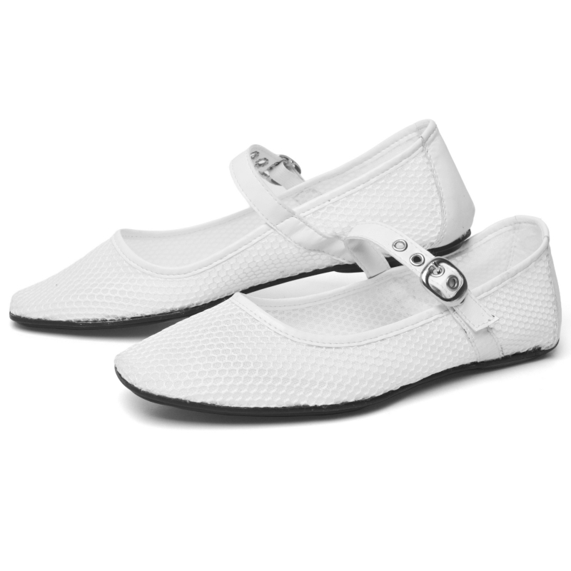 Sapatilha Bailarina Feminina Tela Branco "LILY" 3004DB