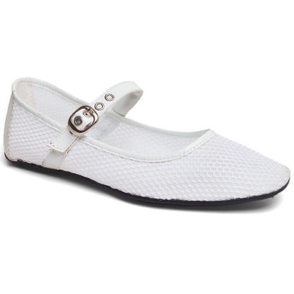 Sapatilha Bailarina Feminina Tela Branco "LILY" 3004DB