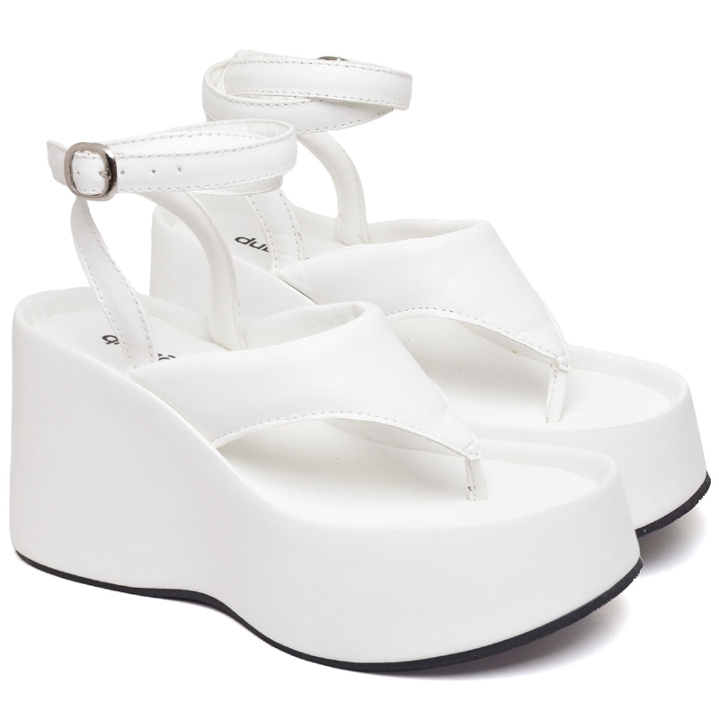 Tamanco Sandália Plataforma Feminino Branco "IZA" 2104DB