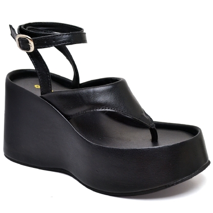 Tamanco Sandália Plataforma Feminino Preto 