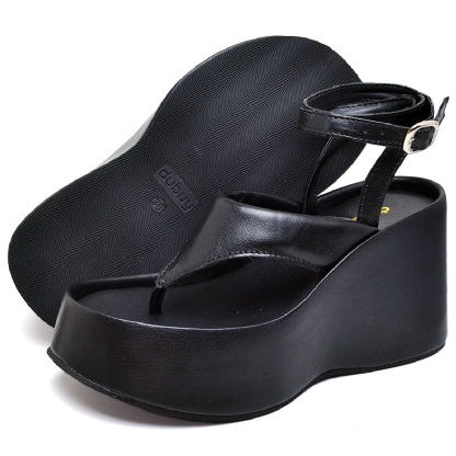 Tamanco Sandália Plataforma Feminino Preto 