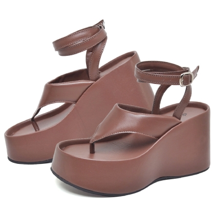 Tamanco Sandália Plataforma Feminino Marrom "IZA" 2104DB