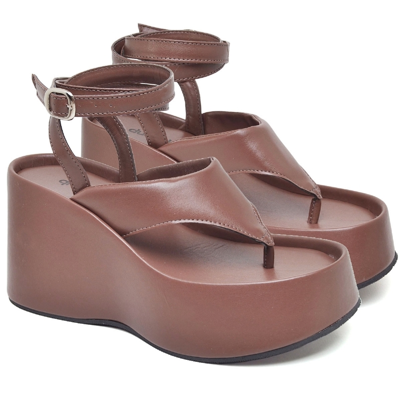 Tamanco Sandália Plataforma Feminino Marrom "IZA" 2104DB