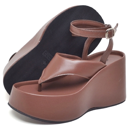 Tamanco Sandália Plataforma Feminino Marrom "IZA" 2104DB