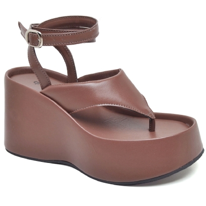 Tamanco Sandália Plataforma Feminino Marrom "IZA" 2104DB