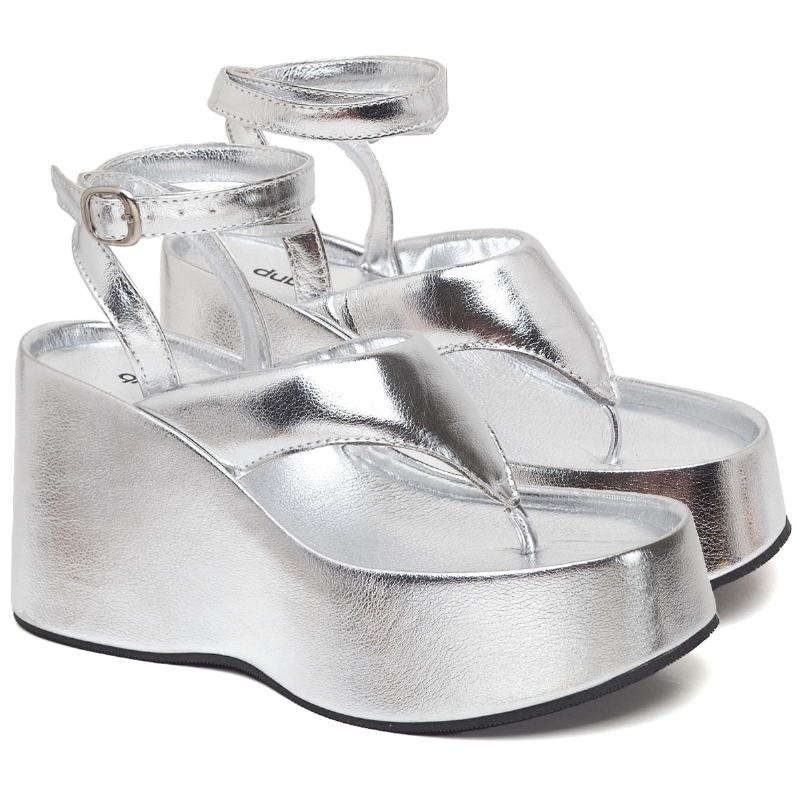 Tamanco Sandália Plataforma Feminino Prata "IZA" 2104DB