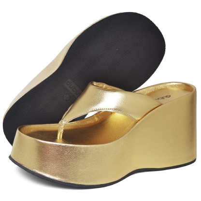 Tamanco Papete Chinela Feminino Dourado "VIK" 2100DB