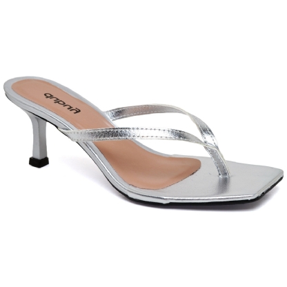 Tamanco Kitten Heels Prata Feminino "LUIZA" 304DB