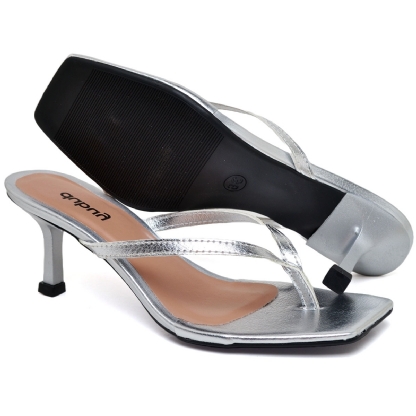 Tamanco Kitten Heels Prata Feminino "LUIZA" 304DB