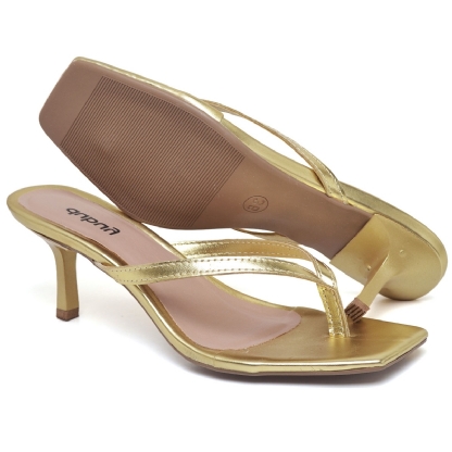 Tamanco Kitten Heels Dourado Feminino "LUIZA" 304DB