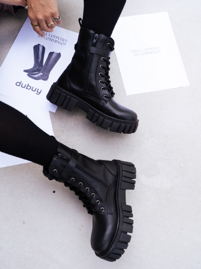 Bota Coturno Tratorado Feminino Preto "LOLLA" 1201DB