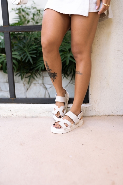 Sandália Papete Feminina Off White "EMA" 2058DB