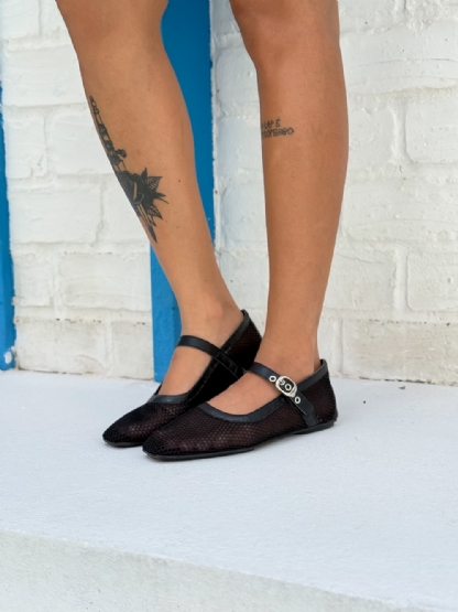 Sapatilha Bailarina Feminina Tela Preto "LILY" 3004DB