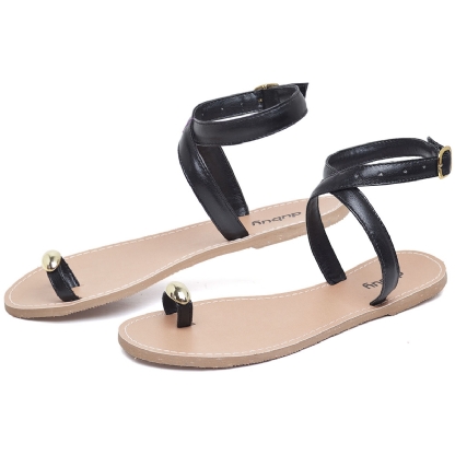 Sandália Rasteira Preto Feminina "MIA" 2034DB