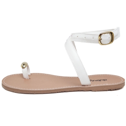 Sandália Rasteira Branco Feminina "MIA" 2034DB