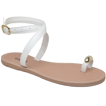 Sandália Rasteira Branco Feminina "MIA" 2034DB