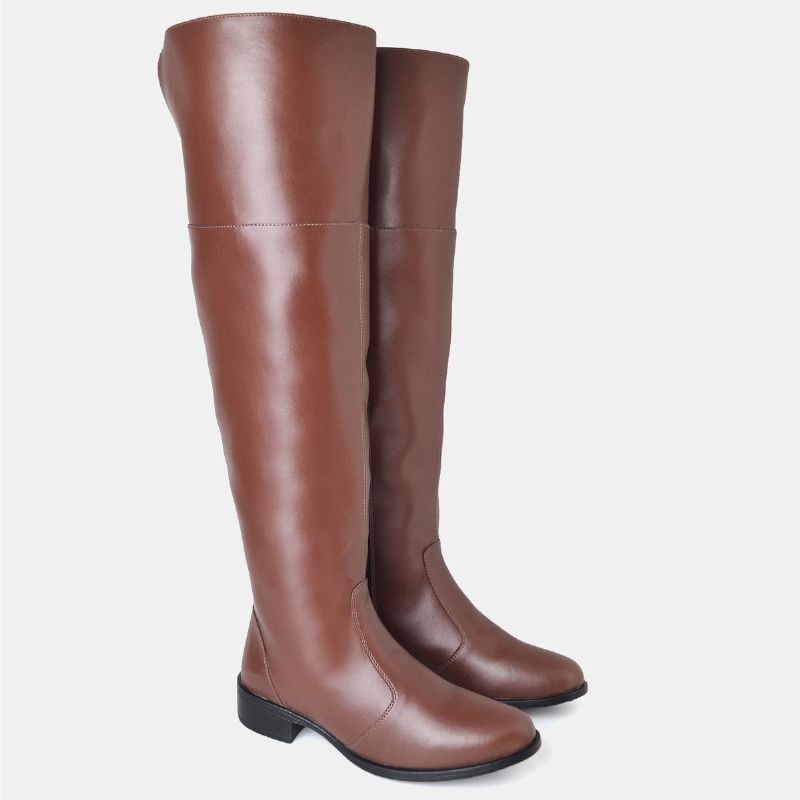 Bota Montaria Over The Knee Salto Marrom "JEZY" 1714DB