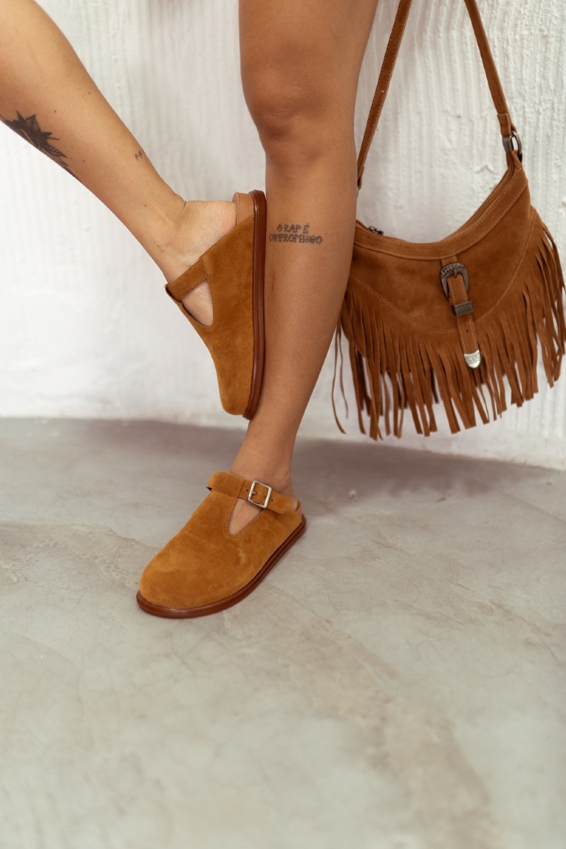 Mule Clog Babuche Caramelo Feminino "BOB" 1902DB