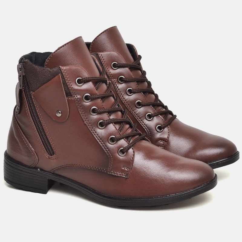 Bota Coturno Feminino Marrom "AMPEZZO" 603DB