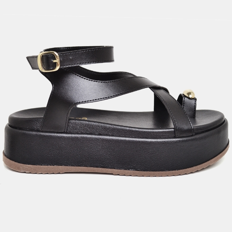 Papete Sandália Plataforma Preto "BELA" 2090DB