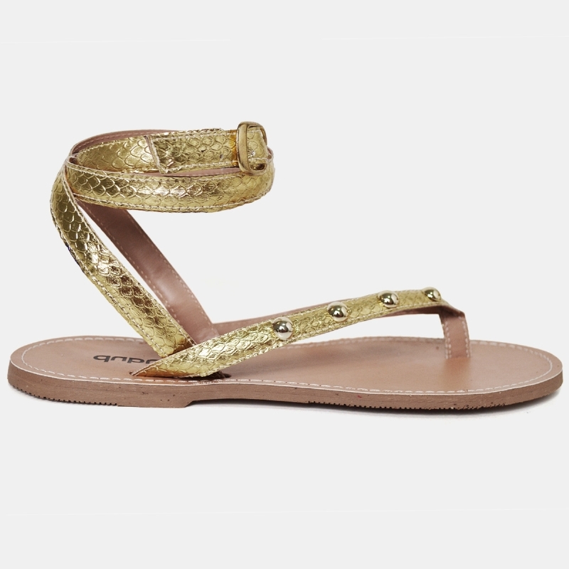 Sandália Rasteira Dourado Feminina "NICE" 2036DB