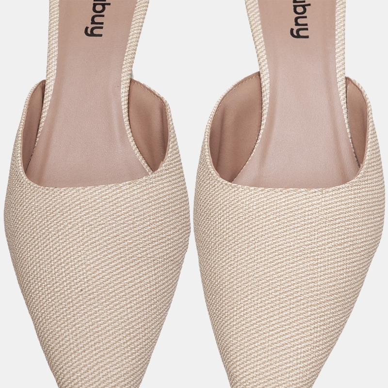 Sapato Scarpin Mule Bico Fino Rafia "HAILY" 1314DB