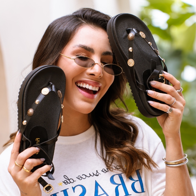 Sandália Papete Feminina Preto "CAPRI" 2094DB