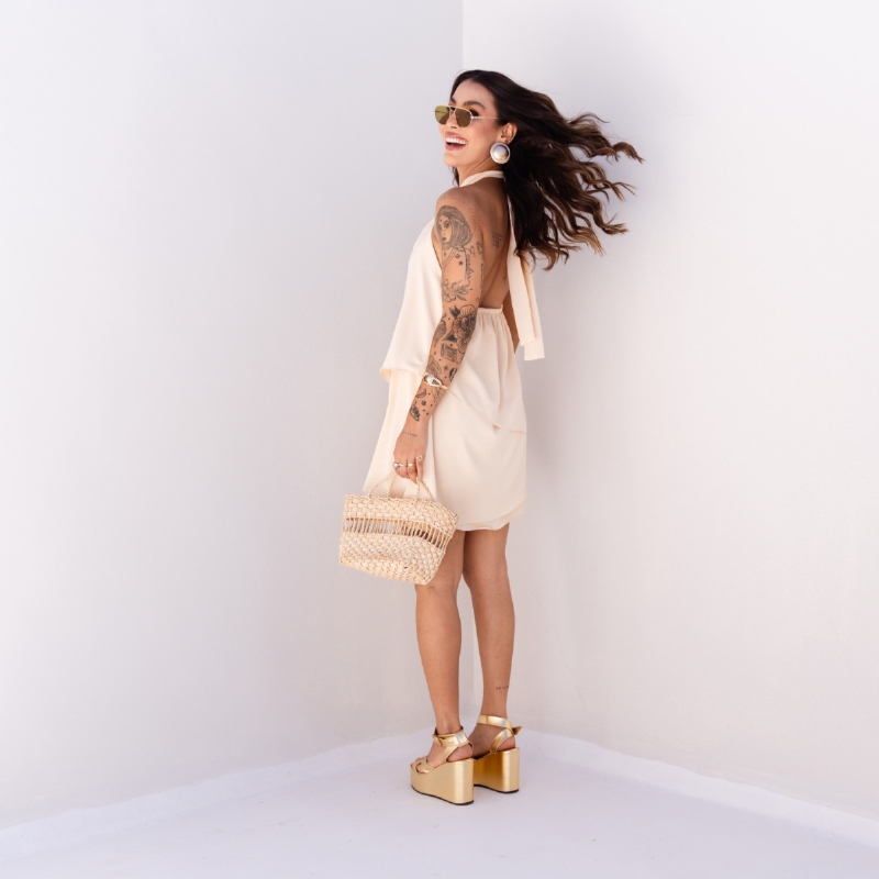 Sandália Plataforma Feminina Dourado "ALICIA" 2112DB